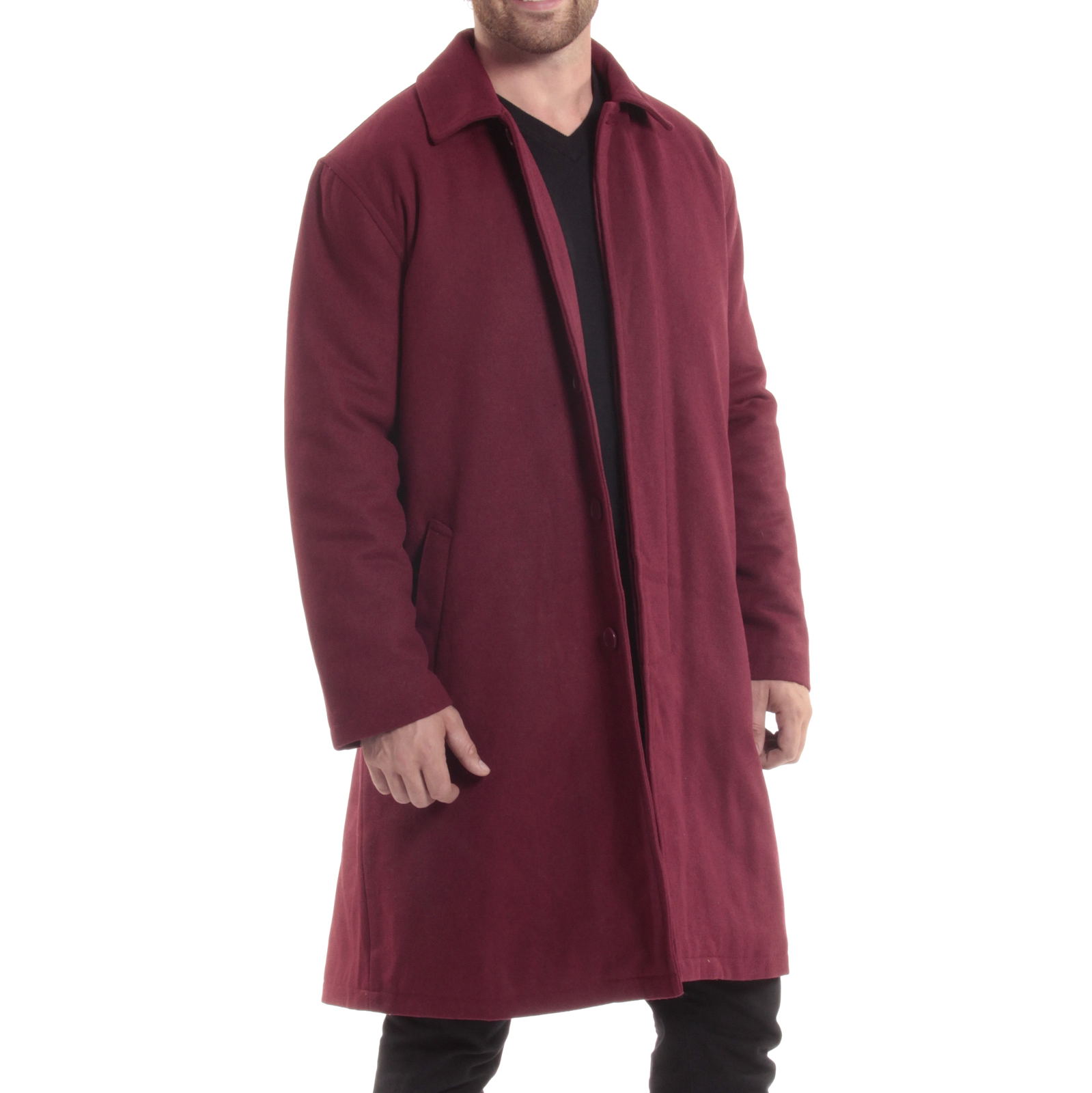 Alpine Swiss Mens Zach Knee Length Jacket Top Coat Trench Wool Blend